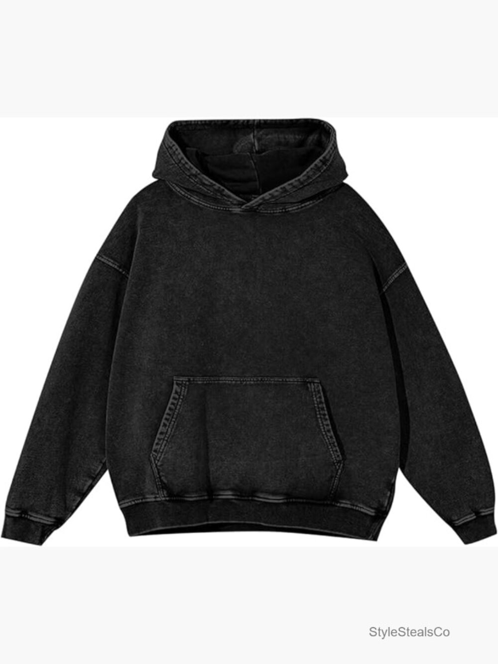 Oversized Vintage Acid Wash Baggy Cotton Hooded Sweatshirt Unisex Pullover
